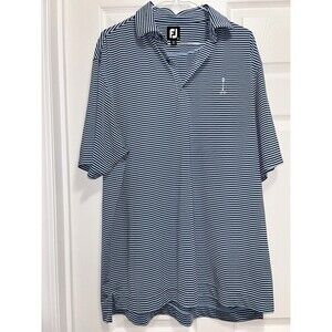 Footjoy Shirt Mens Large Blue Striped Golfer Polo  Golf Casual Polyester *read